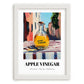 Apple Vinegar – Italian Urban Café Scene, Kitchen Storage Painting, placed in minimal white frame
