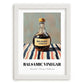 Balsamic Vinegar – on Striped Tablecloth, Pantry Painting, placed in minimal white frame