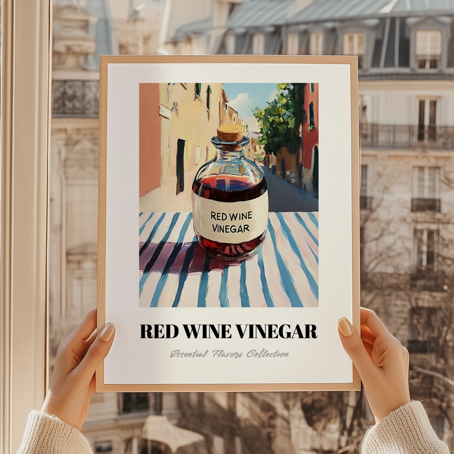 Red Wine Vinegar – Italian Café on the Corner, Pantry Wall Decor, styled in a charming Paris street view
