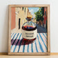 Red Wine Vinegar – Italian Café on the Corner, Pantry Wall Decor, no-text version framed in wood