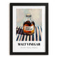 Malt Vinegar – on Striped Tablecloth, Food Stash Still Life, in sleek black frame