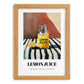 Lemon Juice – on Striped Tablecloth, Ingredients Corner Wall Art, set in oak frame