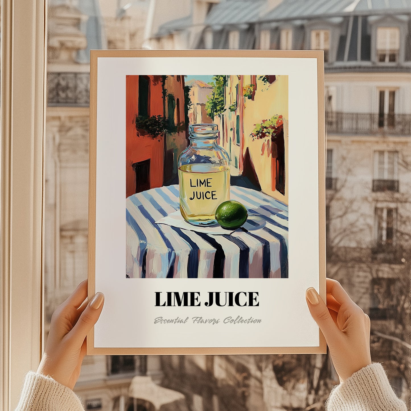Lime Juice – Italian Street Café Scene, Pantry Still Life, styled in a charming Paris street view