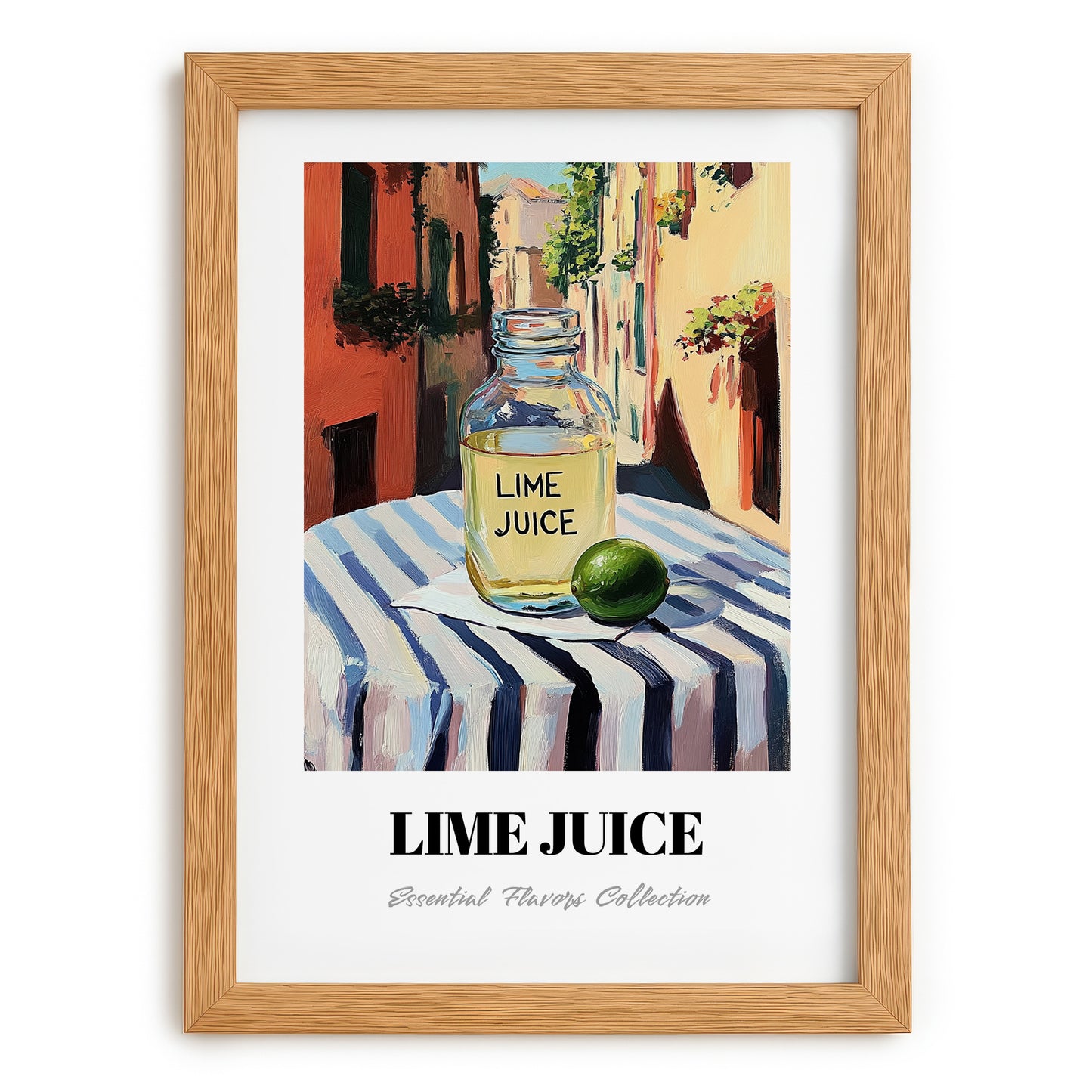 Lime Juice – Italian Street Café Scene, Pantry Still Life, set in oak frame