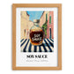 Soy Sauce – Italian Urban Café Scene, Kitchen Storage Wall Print, set in oak frame