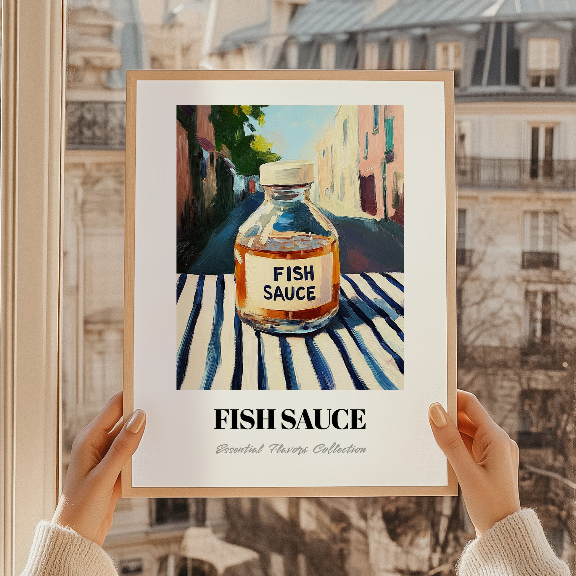 Fish Sauce – Italian Urban Café Scene, Larder Print, styled in a charming Paris street view