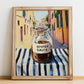 Oyster Sauce – Italian Street Café Scene, Kitchen Storage Painting, no-text version framed in wood