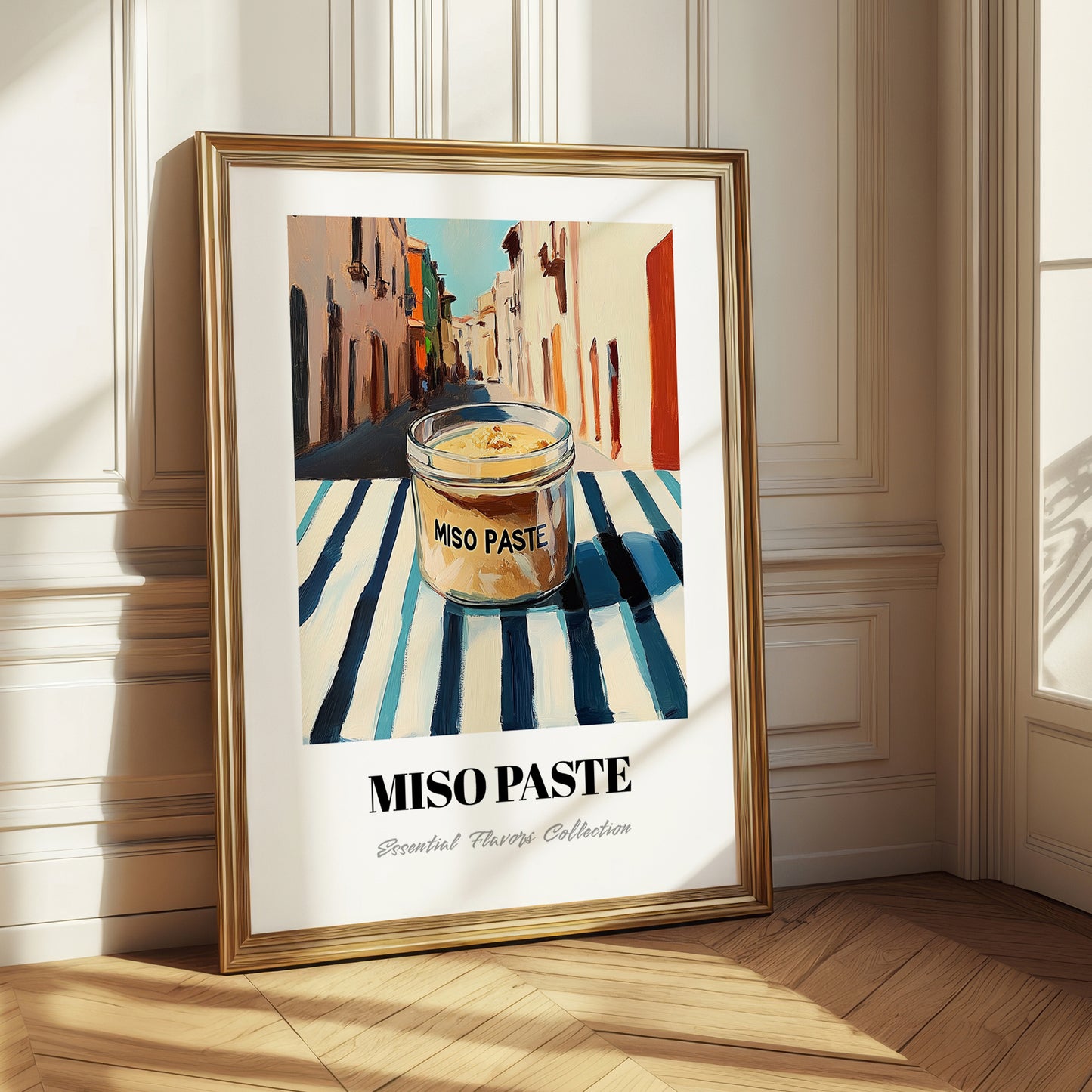 Miso Paste – Italian Street Café Scene, Dry Goods Painting