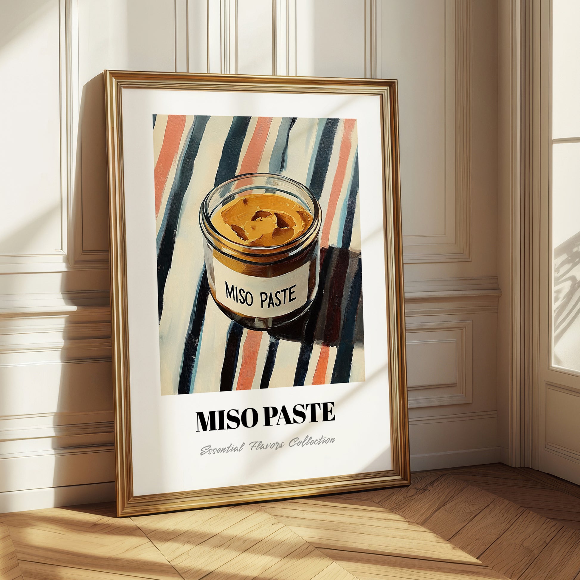 Miso Paste – on Striped Tablecloth, Larder Wall Art