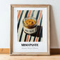 Miso Paste – on Striped Tablecloth, Larder Wall Art, in wooden frame leaning on the floor