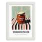 Tomato Paste – on Striped Tablecloth, Pantry Still Life, placed in minimal white frame