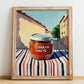 Tomato Paste – Italian Urban Café Scene, Ingredients Corner Still Life, no-text version framed in wood