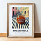 Tomato Sauce – Italian Street Café Scene, Grocery Wall Illustration, in wooden frame leaning on the floor