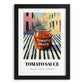 Tomato Sauce – Italian Street Café Scene, Grocery Wall Illustration, in sleek black frame
