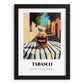 Tabasco – Italian Café on the Corner, Dry Goods Painting, in sleek black frame
