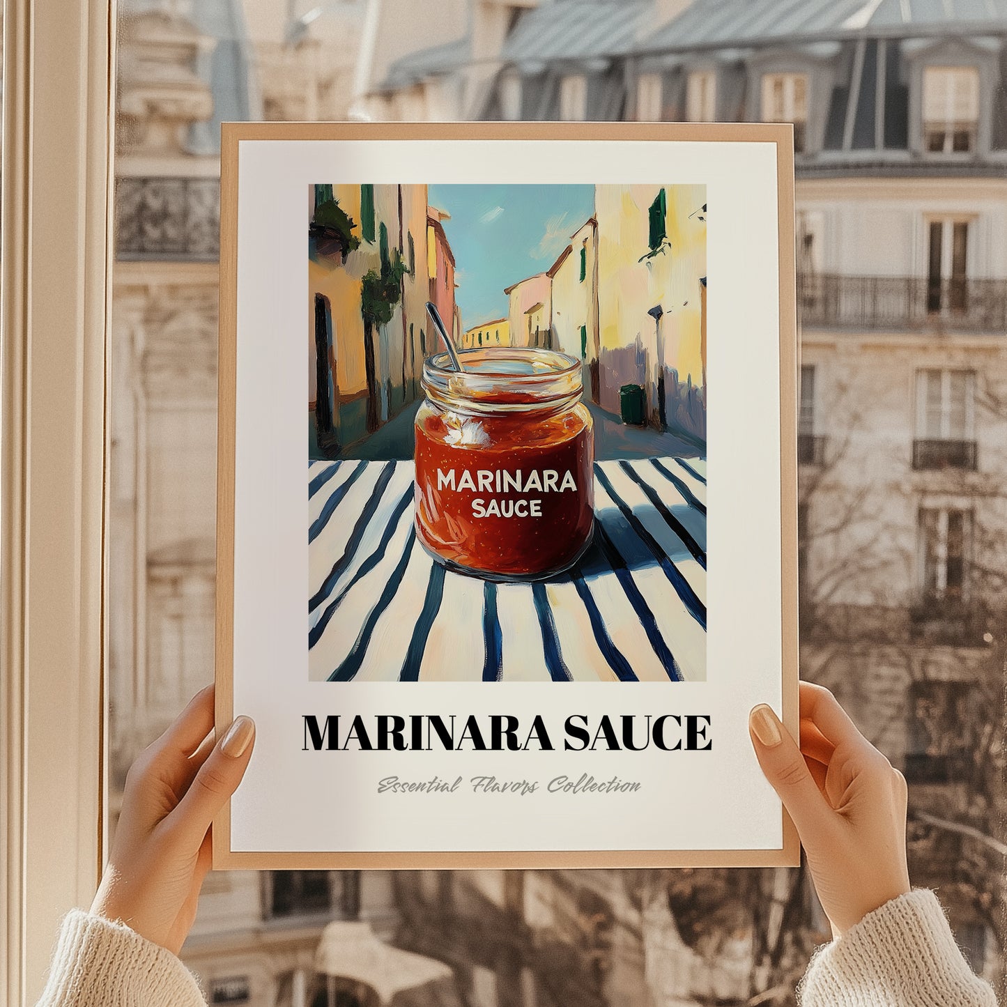 Marinara Sauce – Italian Café on the Corner, Pantry Art, styled in a charming Paris street view