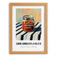Arrabbiata Sauce – on Striped Tablecloth, Dry Goods Poster, set in oak frame