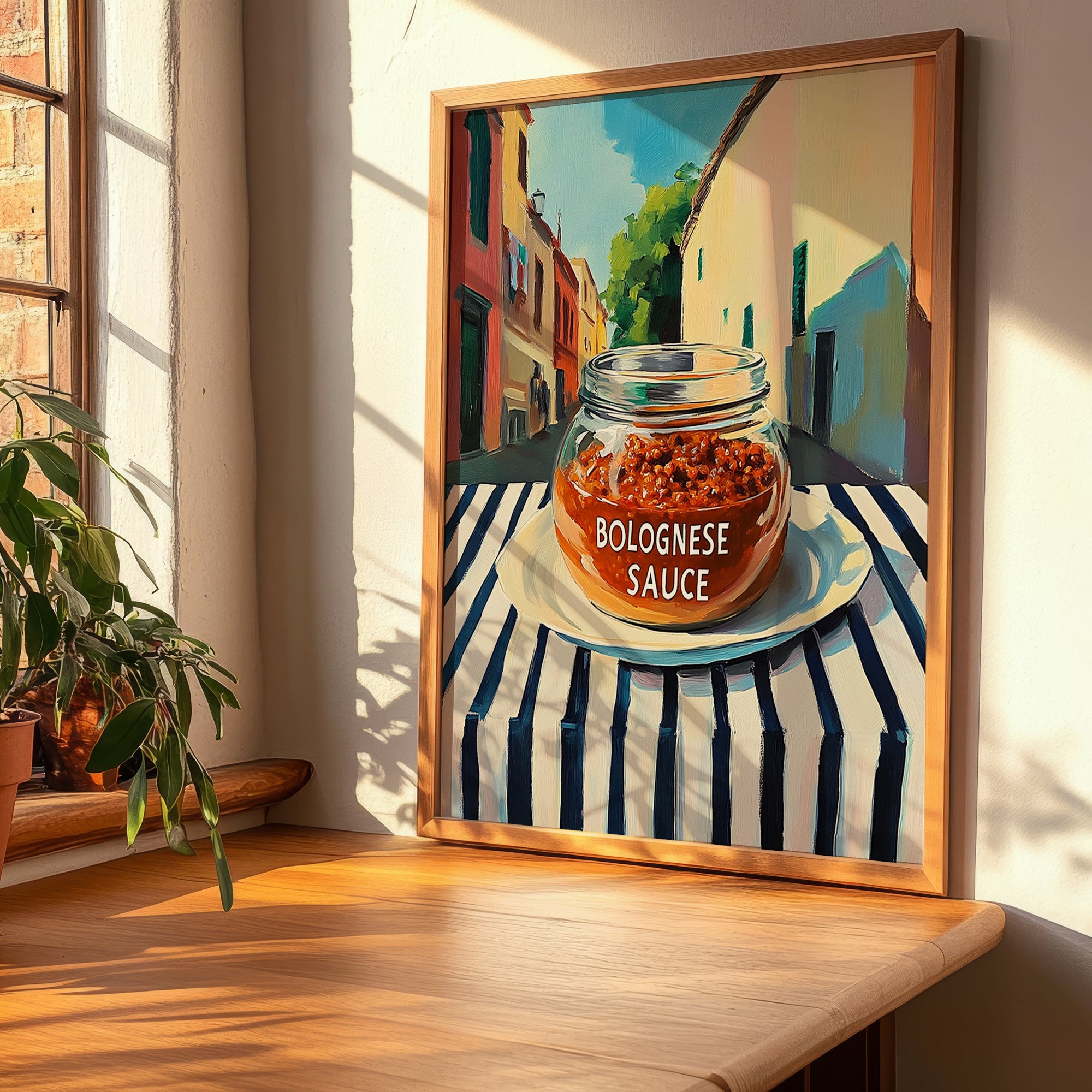 Bolognese Sauce – Italian Street Café Scene, Pantry Print, clean layout with no caption