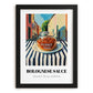 Bolognese Sauce – Italian Street Café Scene, Pantry Print, in sleek black frame