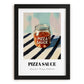 Pizza Sauce – on Striped Tablecloth, Food Stash Wall Decor, in sleek black frame