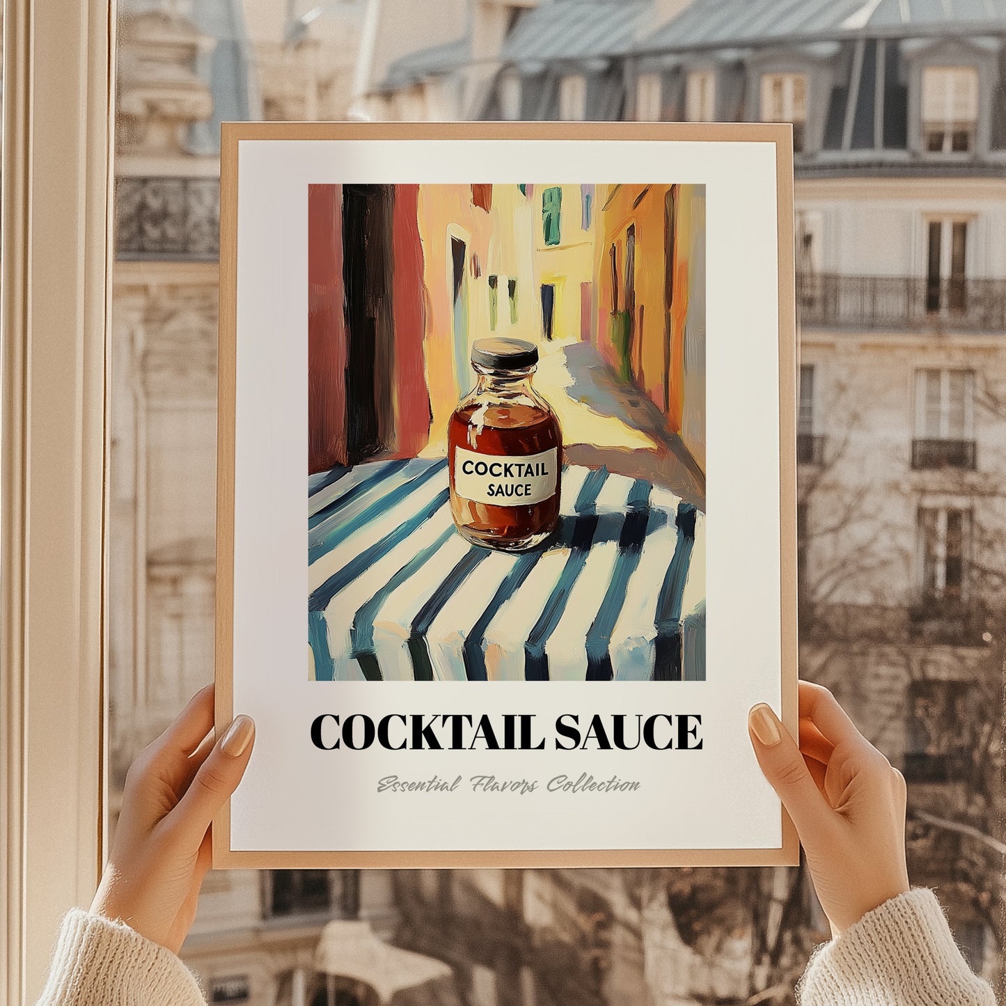 Cocktail Sauce – Italian Café on the Corner, Pantry Illustration, styled in a charming Paris street view