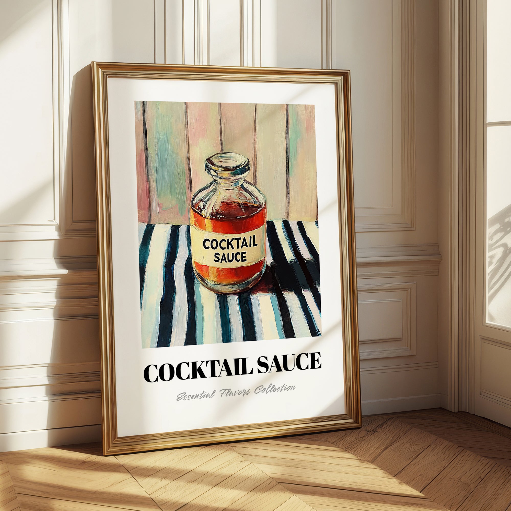 Cocktail Sauce – on Striped Tablecloth, Ingredients Corner Poster