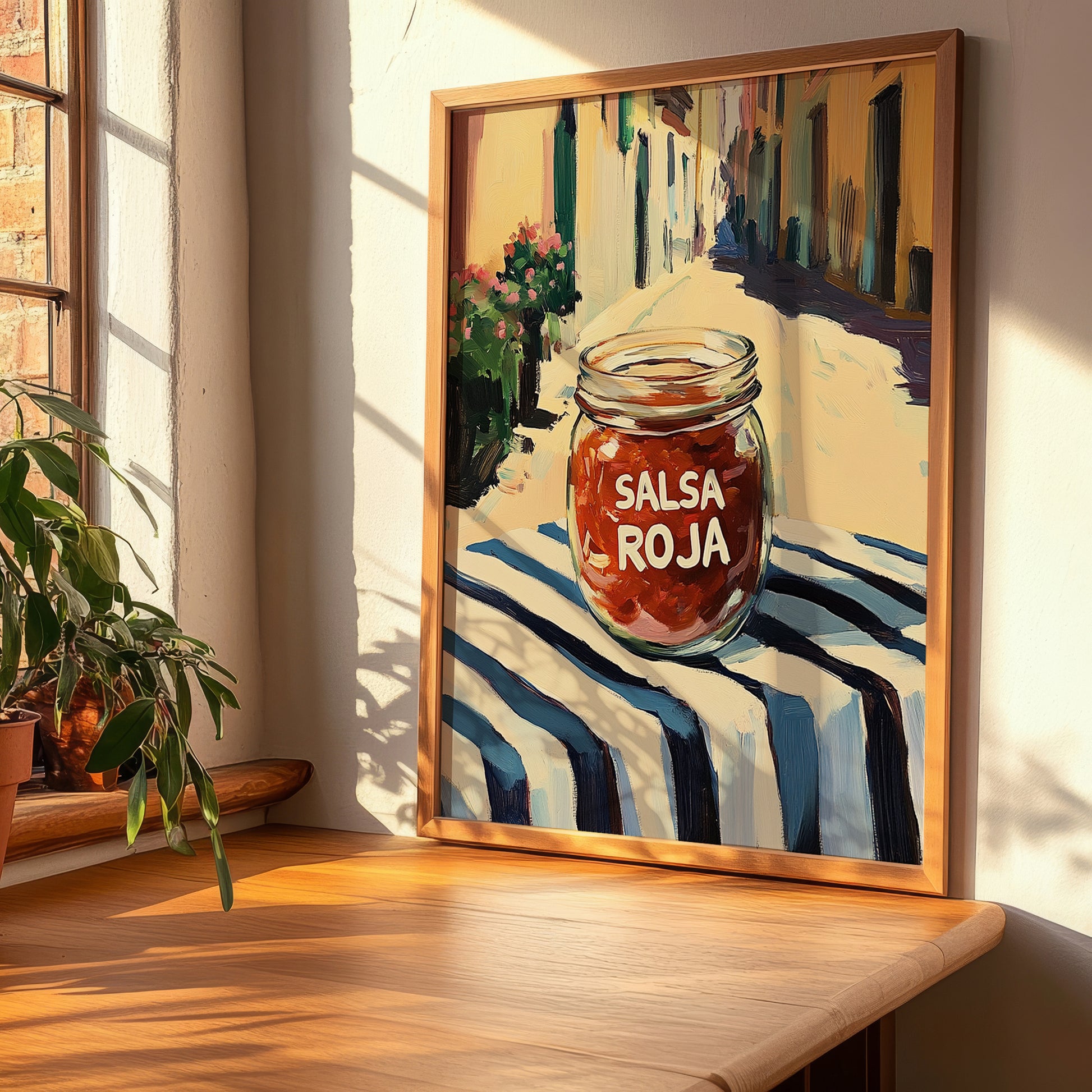 Salsa Roja – Italian Street Café Scene, Pantry Illustration, clean layout with no caption