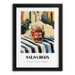 Salsa Roja – Italian Street Café Scene, Pantry Illustration, in sleek black frame