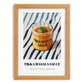 Tikka Masala Sauce – on Striped Tablecloth, Grocery Still Life, set in oak frame
