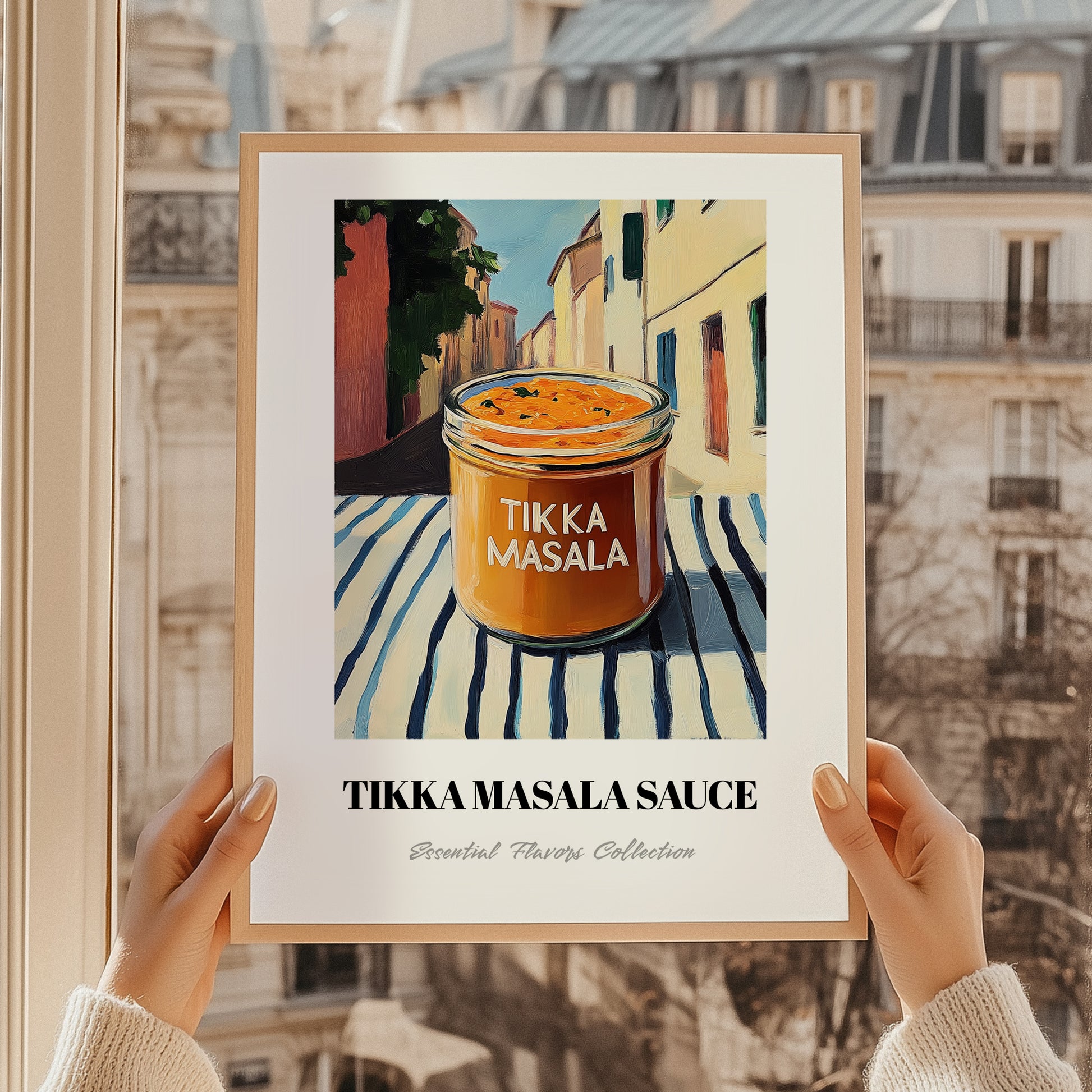 Tikka Masala Sauce – Italian Urban Café Scene, Pantry Poster, styled in a charming Paris street view