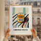 Creole Sauce – on Striped Tablecloth, Grocery Illustration, styled in a charming Paris street view