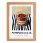 Putanesca Sauce – on Striped Tablecloth, Kitchen Storage Wall Print, set in oak frame