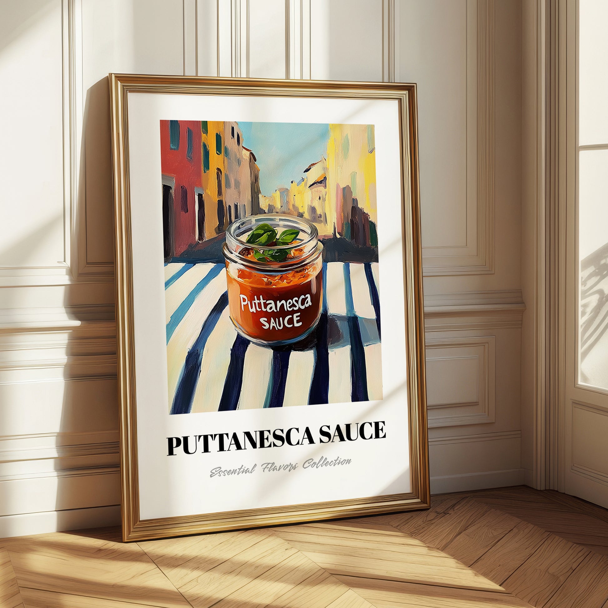 Putanesca Sauce – Italian Outdoor Café Scene, Food Shelf Wall Decor
