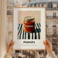 Passata – on Striped Tablecloth, Food Shelf Poster, styled in a charming Paris street view