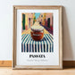 Passata – Italian Street Café Scene, Ingredients Corner Poster, in wooden frame leaning on the floor