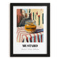 Mustard – Italian Street Café Scene, Pantry Wall Decor, in sleek black frame