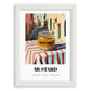 Mustard – Italian Street Café Scene, Pantry Wall Decor, placed in minimal white frame