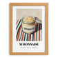 Mayonnaise – on Striped Tablecloth, Ingredients Corner Wall Decor, set in oak frame