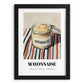 Mayonnaise – on Striped Tablecloth, Ingredients Corner Wall Decor, in sleek black frame