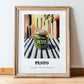 Green Pesto – Italian Outdoor Café Scene, Food Shelf Print, in wooden frame leaning on the floor