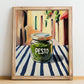Green Pesto – Italian Outdoor Café Scene, Food Shelf Print, no-text version framed in wood