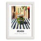 Green Pesto – Italian Outdoor Café Scene, Food Shelf Print, placed in minimal white frame