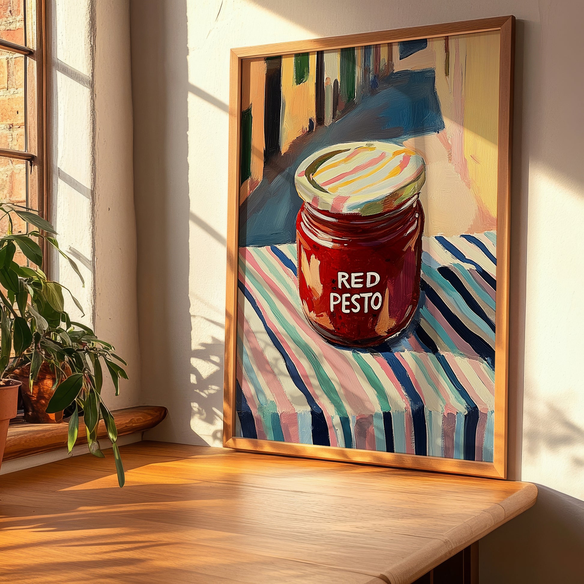 Red Pesto – Italian Café on the Corner, Grocery Still Life, clean layout with no caption