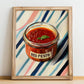 Red Pesto – on Striped Tablecloth, Larder Still Life, no-text version framed in wood