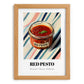 Red Pesto – on Striped Tablecloth, Larder Still Life, set in oak frame
