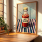 Hot Sauce – on Striped Tablecloth, Bbq Poster, clean layout with no caption
