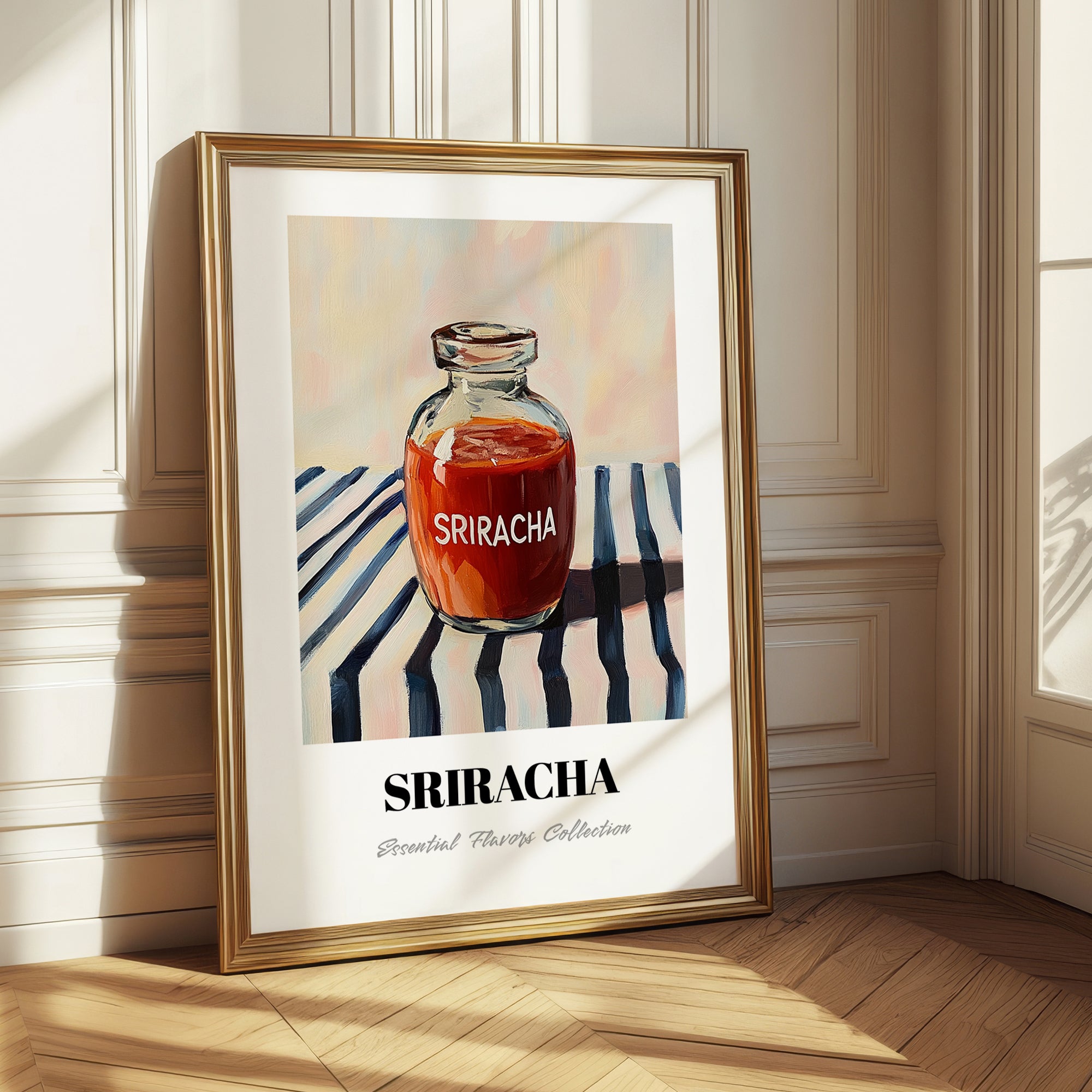 Sriracha – on Striped Tablecloth, Bbq Illustration