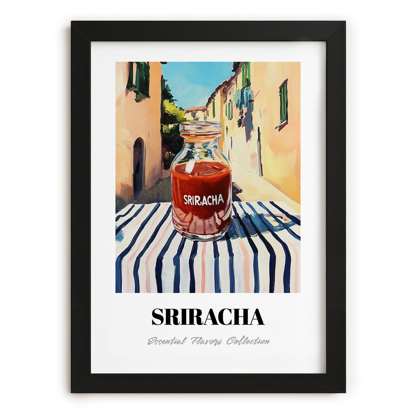 Sriracha – Italian Café on the Corner, Bbq Wall Decor, in sleek black frame