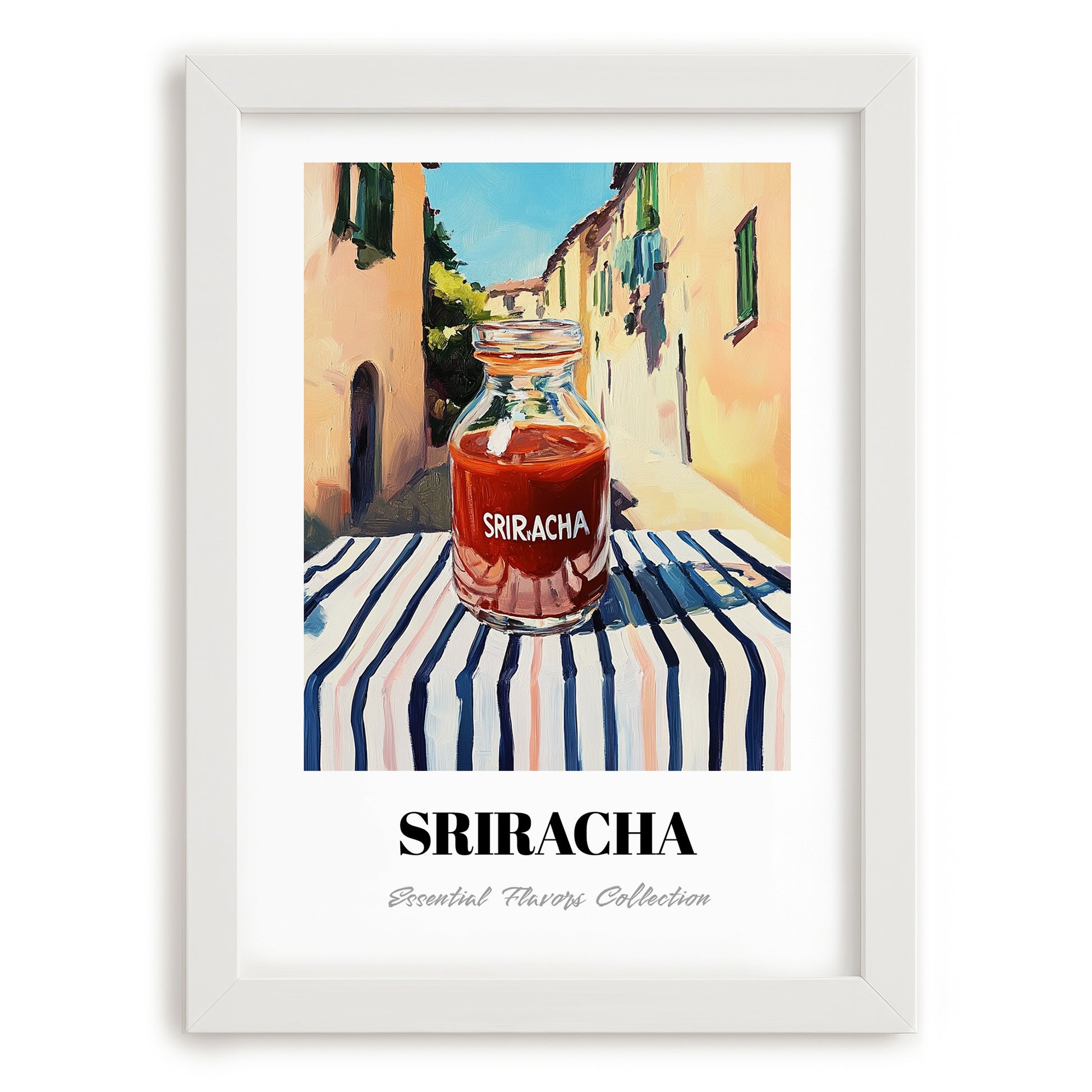 Sriracha – Italian Café on the Corner, Bbq Wall Decor, placed in minimal white frame