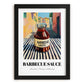 Barbecue Sauce – Italian Street Café Scene, Bbq Illustration, in sleek black frame